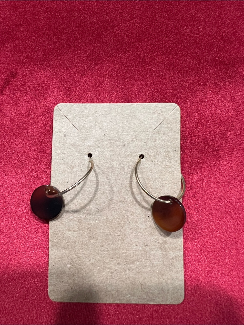 Source Unknown Brown Gradient Disc Hoop Earrings